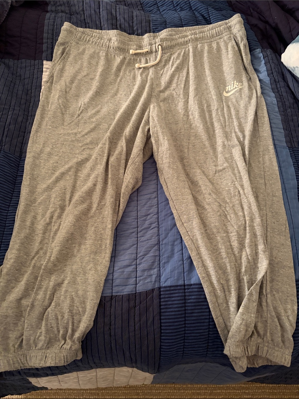 Nike Light Gray Jogger Sweatpants with Drawstring Petite XXL